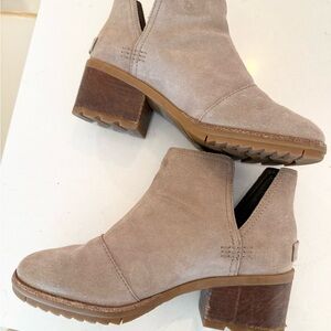 Sorel Taupe Sorel Suede Cate Cut Out Ankle Boots 7